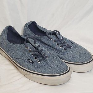 Vans Authentic Blue Chambray Denim Look Mens 9.5 Low Top Lace Up